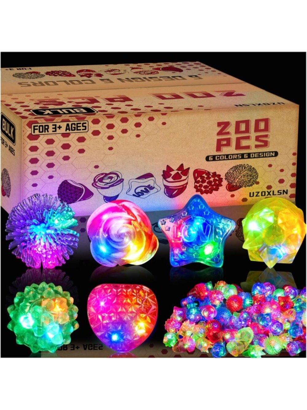 200 PCS Glow Rings - Light Up LED Party Supplies, 6 Colors, Fun Glow Accessories